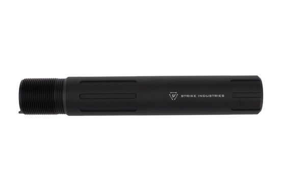 Strike Industries carbine length pistol buffer tube installs to standard MIL-SPEC receivers and has a black finish